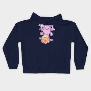 Cute Bat With Pumpkin Halloween Kids Hoodie